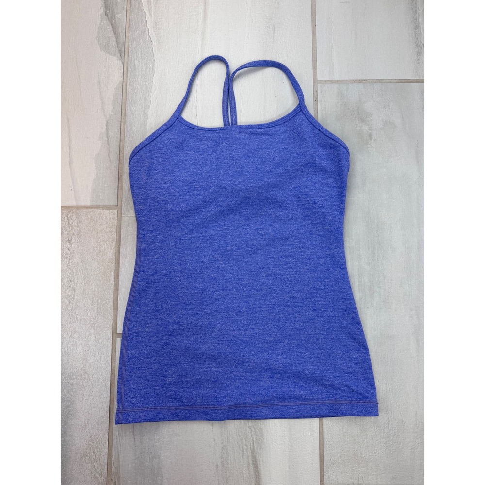 Lululemon Power Y Purple Blue Heather Racerback Shelf Bra Tank Size 4